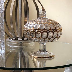 RARE Vintage Fenton Royal Wedding Thumbprint Colonial  pedestal candy dish